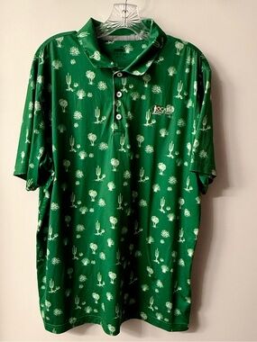 Men’s L Puma Cloudspun Catus All Over Desert Golf Shirt Green Ocala Municipal